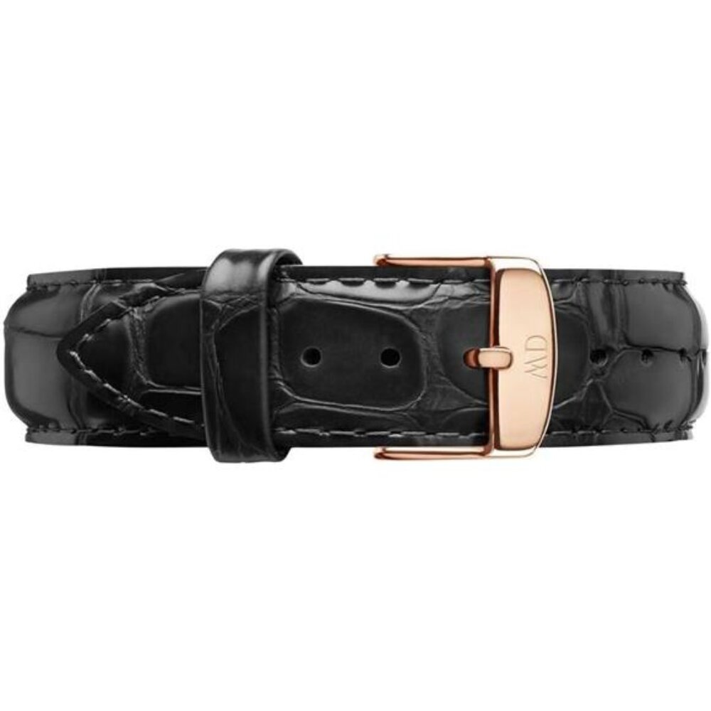 Classic Reading Italian Leather Watch Band Black Gold